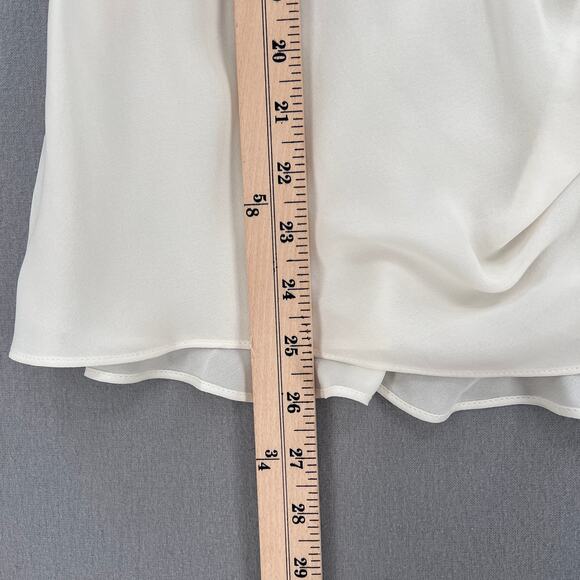 OSCAR DE LA RENTA Sleeveless Silk Top Womens 2 Cream Draped Ruffle Detail Blouse - Picture 16 of 16